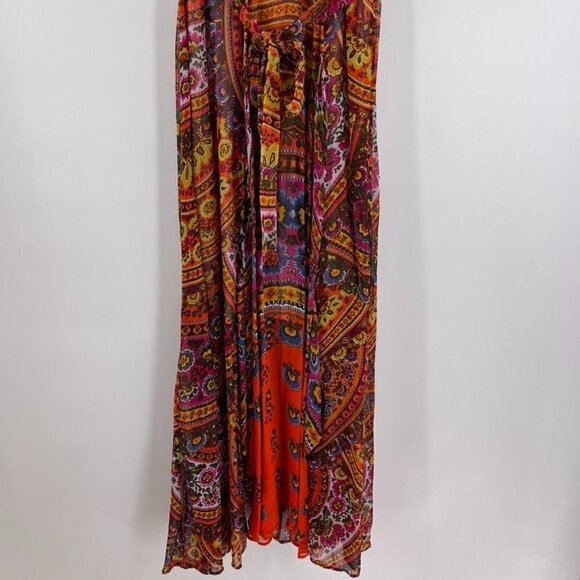Akemi + Kin Anthro Sz US 0 Multicolor Murol Flutter Faux Wrap Chiffon Maxi Dress - Picture 4 of 11